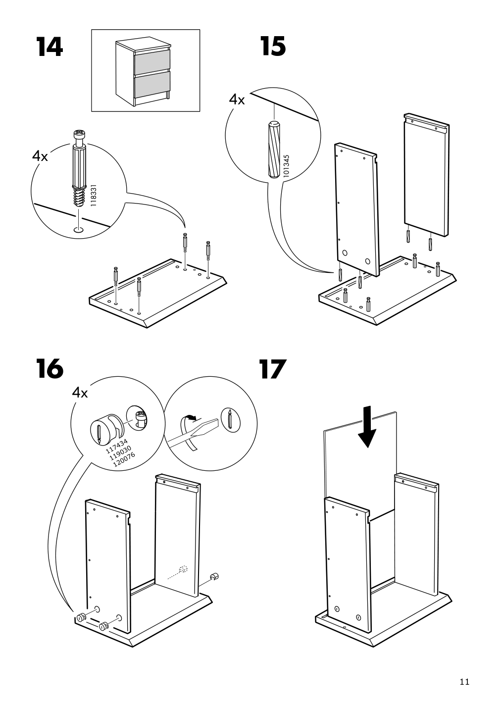 Assembly instructions for IKEA Malm 2 drawer chest white | Page 11 - IKEA MALM bedroom furniture, set of 3 894.834.10