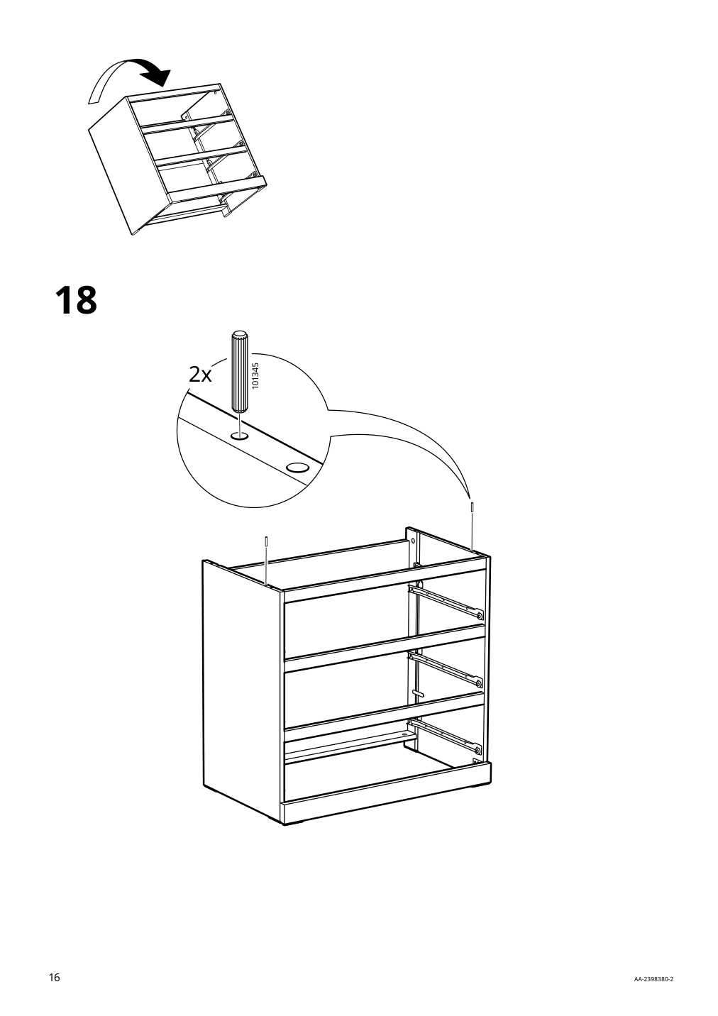 Assembly instructions for IKEA Malm 3 drawer chest black brown | Page 16 - IKEA MALM 3-drawer chest 205.763.03