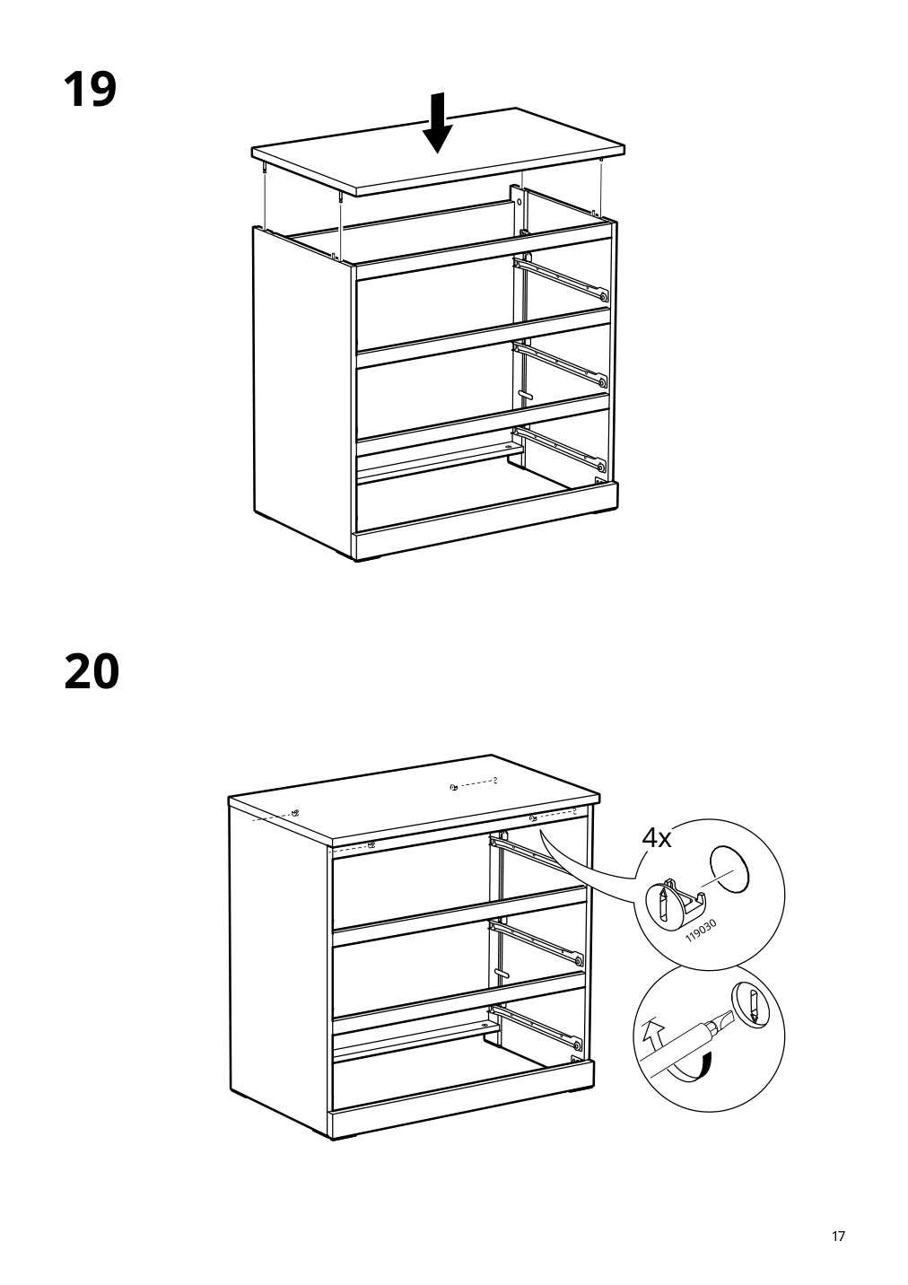 Assembly instructions for IKEA Malm 3 drawer chest black brown | Page 17 - IKEA MALM 3-drawer chest 205.763.03