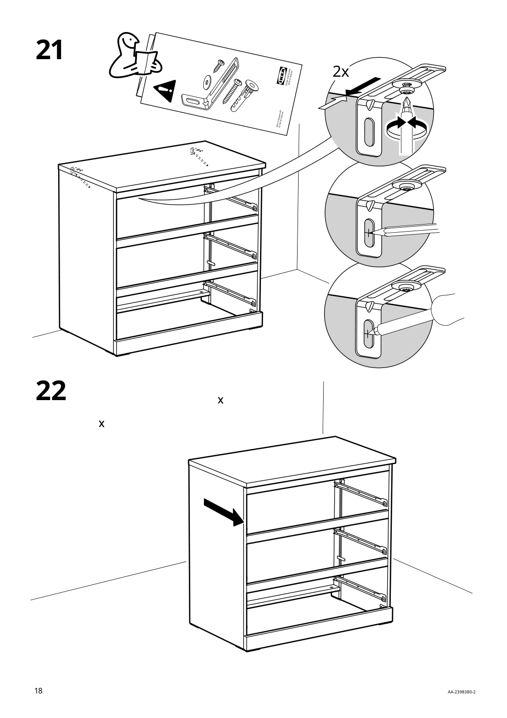 Assembly instructions for IKEA Malm 3 drawer chest black brown | Page 18 - IKEA MALM 3-drawer chest 205.763.03