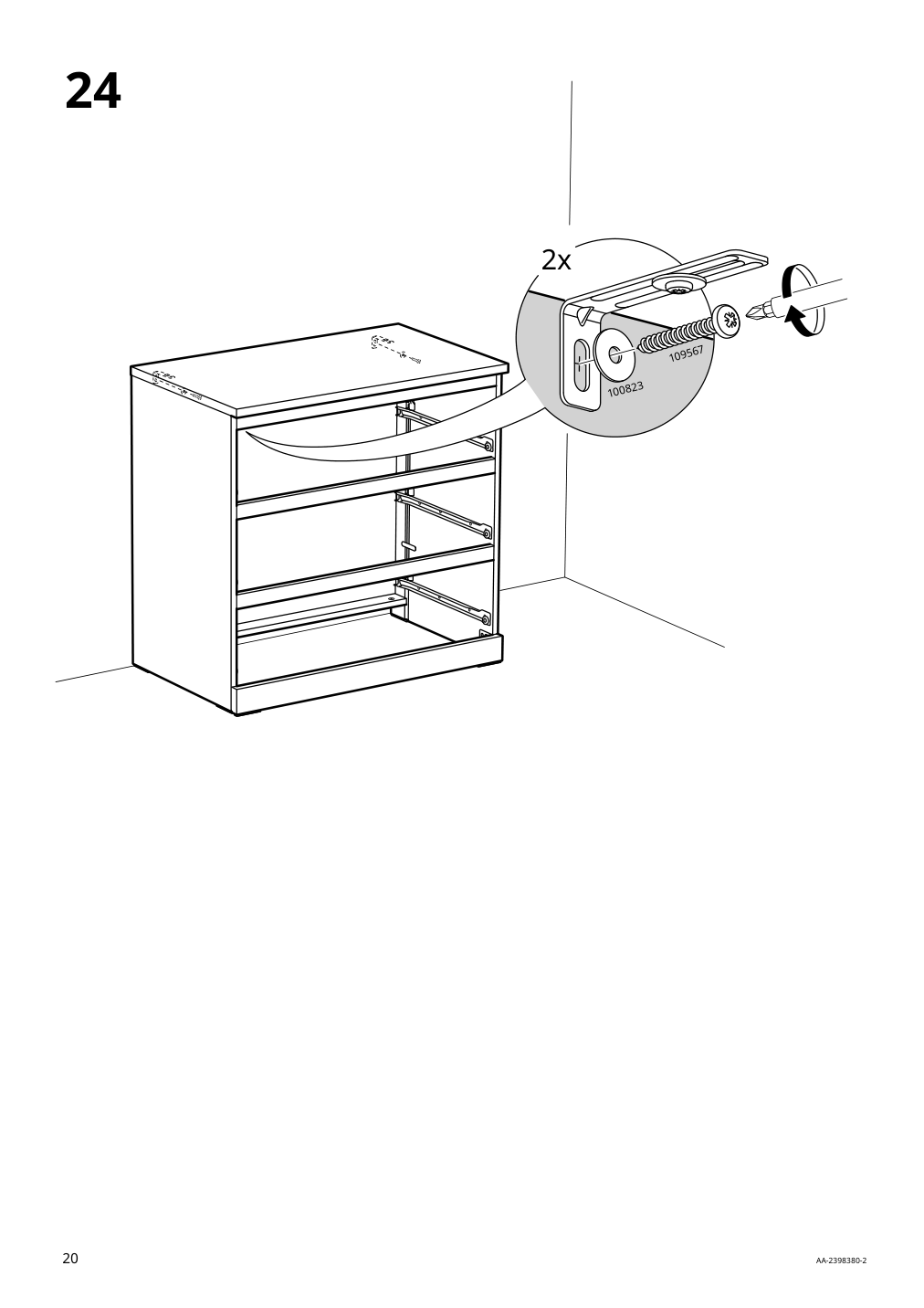 Assembly instructions for IKEA Malm 3 drawer chest black brown | Page 20 - IKEA MALM 3-drawer chest 205.763.03