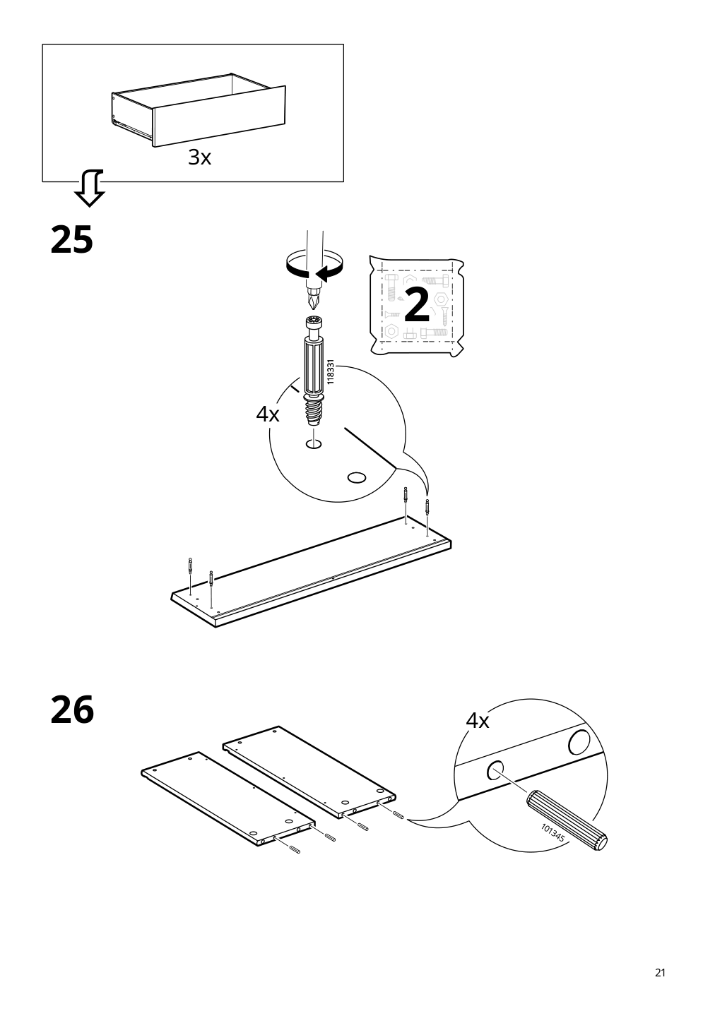 Assembly instructions for IKEA Malm 3 drawer chest black brown | Page 21 - IKEA MALM 3-drawer chest 205.763.03