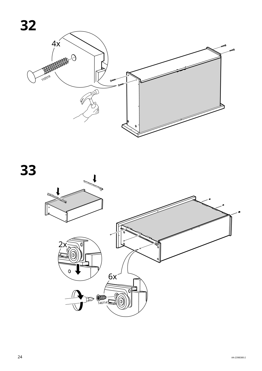 Assembly instructions for IKEA Malm 3 drawer chest black brown | Page 24 - IKEA MALM 3-drawer chest 205.763.03