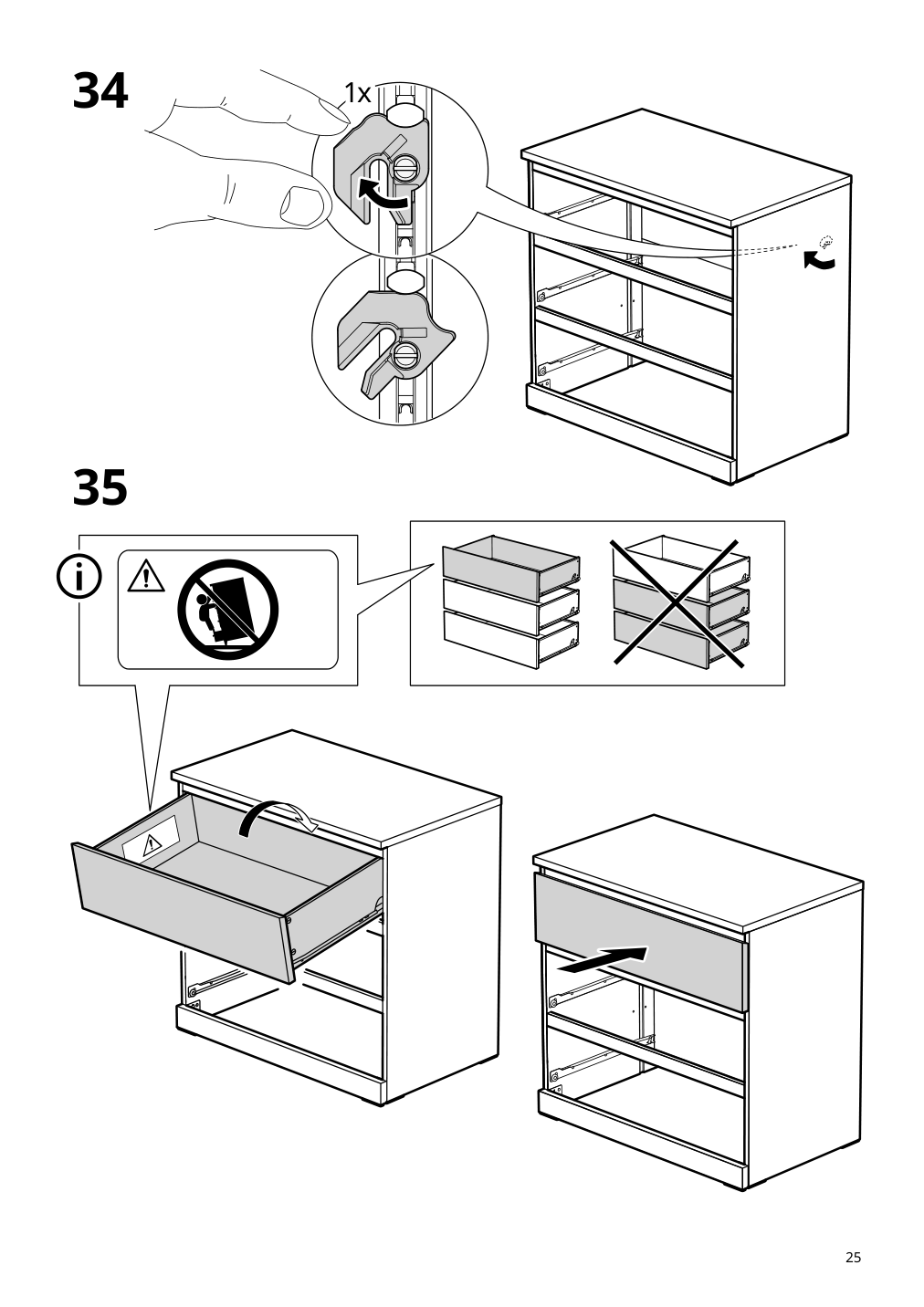 Assembly instructions for IKEA Malm 3 drawer chest black brown | Page 25 - IKEA MALM 3-drawer chest 205.763.03