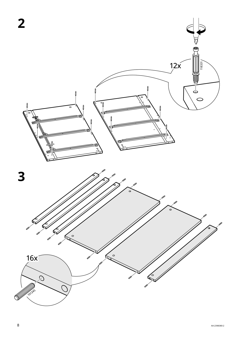 Assembly instructions for IKEA Malm 3 drawer chest black brown | Page 8 - IKEA MALM 3-drawer chest 205.763.03