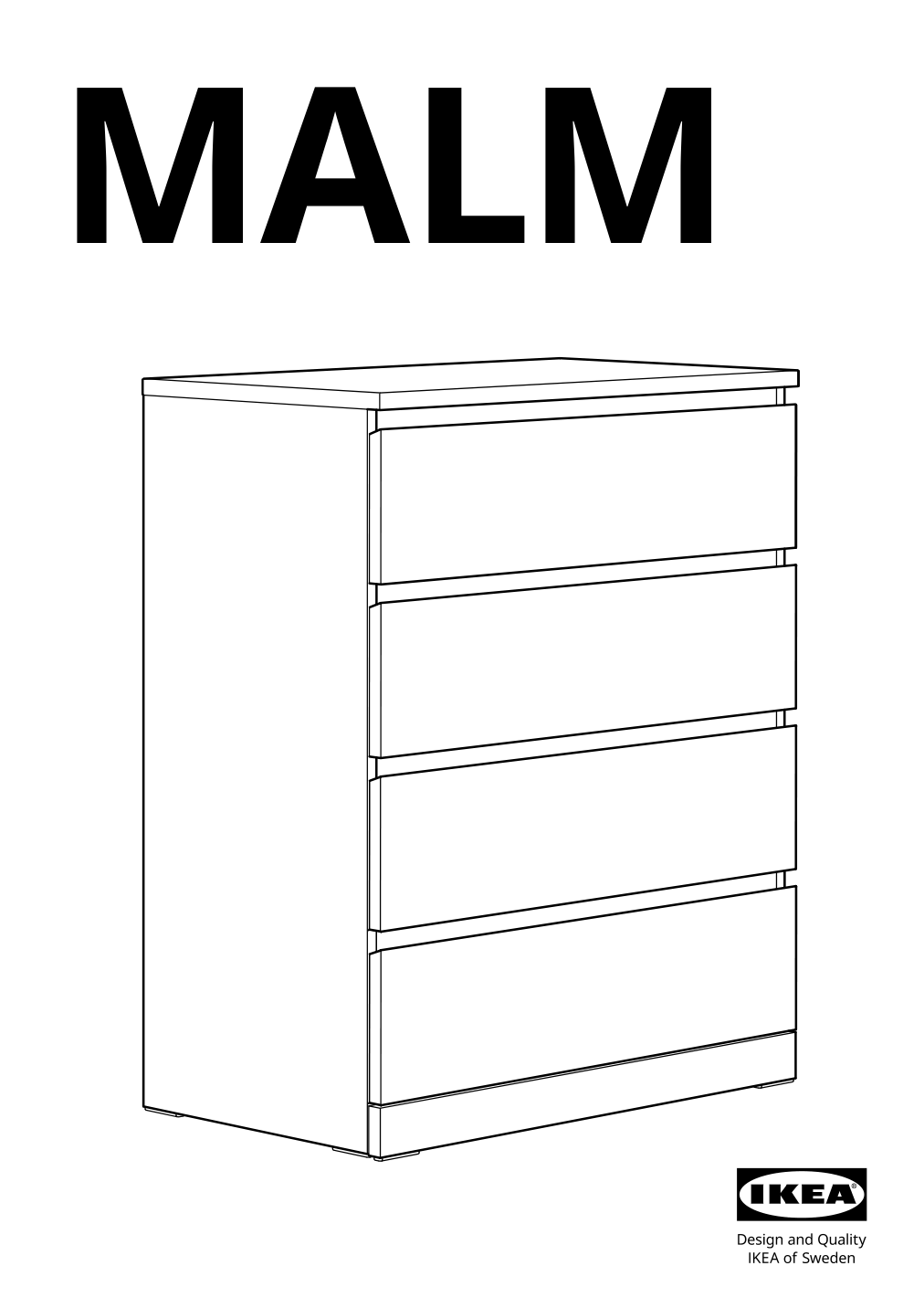 Assembly instructions for IKEA Malm 4 drawer chest white | Page 1 - IKEA MALM 4-drawer chest 905.762.10