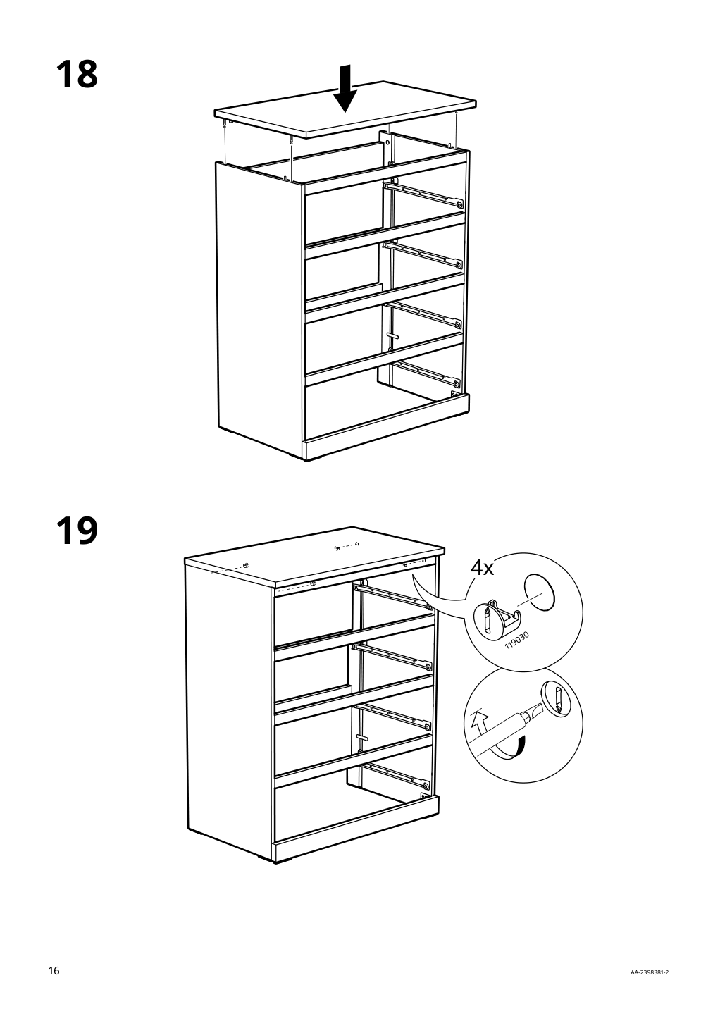 Assembly instructions for IKEA Malm 4 drawer chest white | Page 16 - IKEA MALM 4-drawer chest 905.762.10