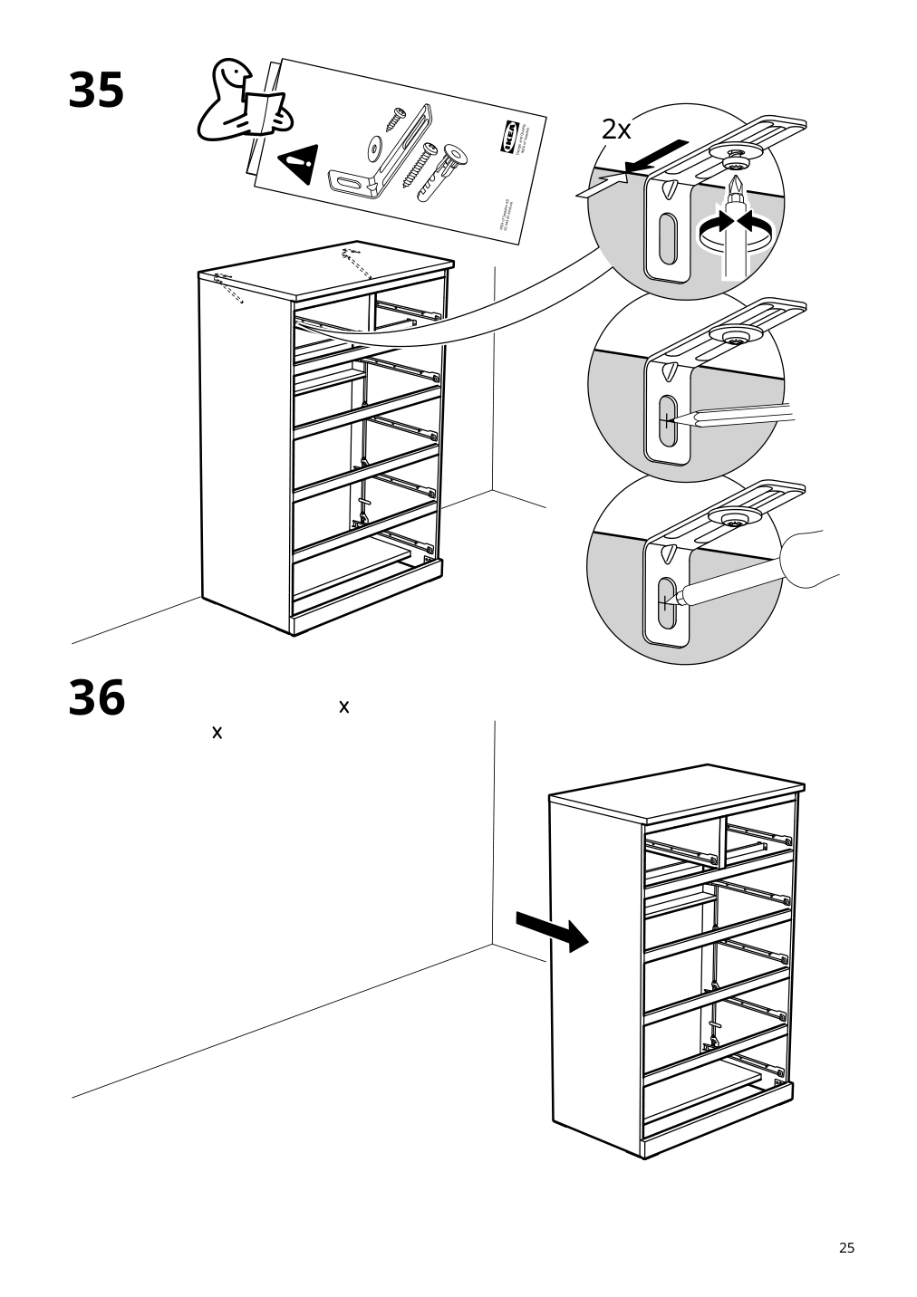 Assembly instructions for IKEA Malm 6 drawer chest black brown | Page 25 - IKEA MALM 6-drawer chest 905.763.09