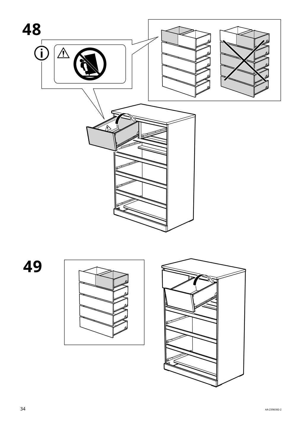 Assembly instructions for IKEA Malm 6 drawer chest black brown | Page 34 - IKEA MALM 6-drawer chest 905.763.09