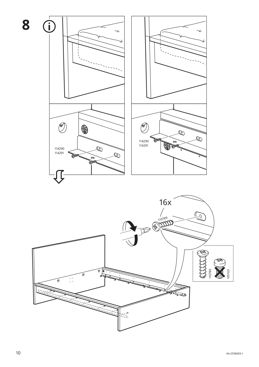 Assembly instructions for IKEA Malm bed frame black brown | Page 10 - IKEA MALM bed frame with mattress 295.445.34