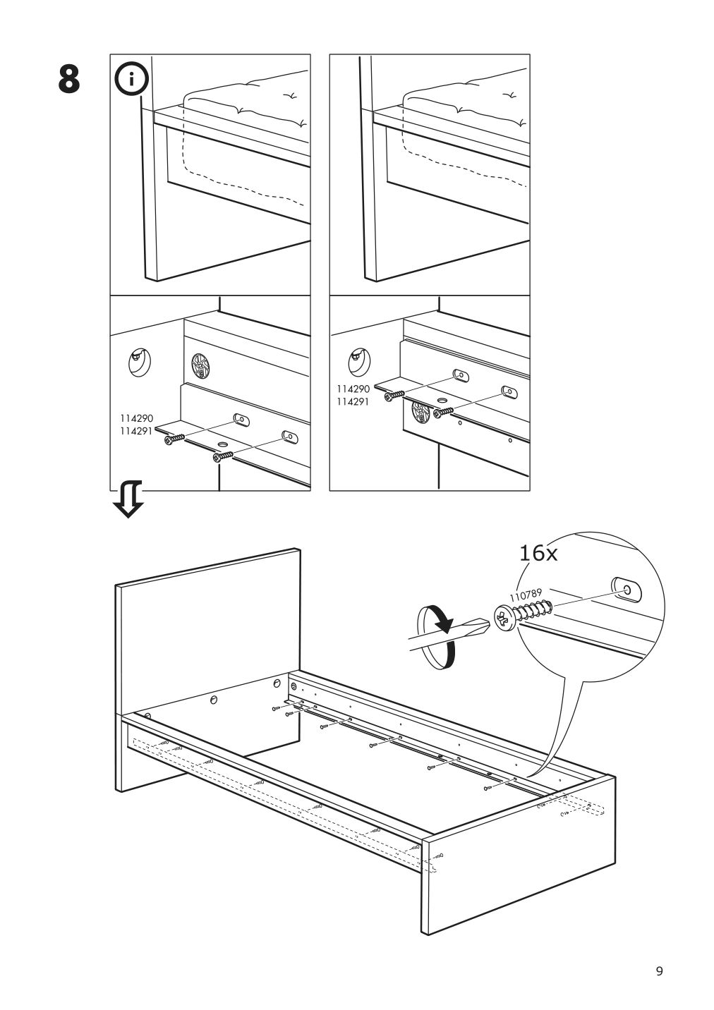 Assembly instructions for IKEA Malm bed frame gray stained | Page 9 - IKEA MALM bed frame 493.857.70