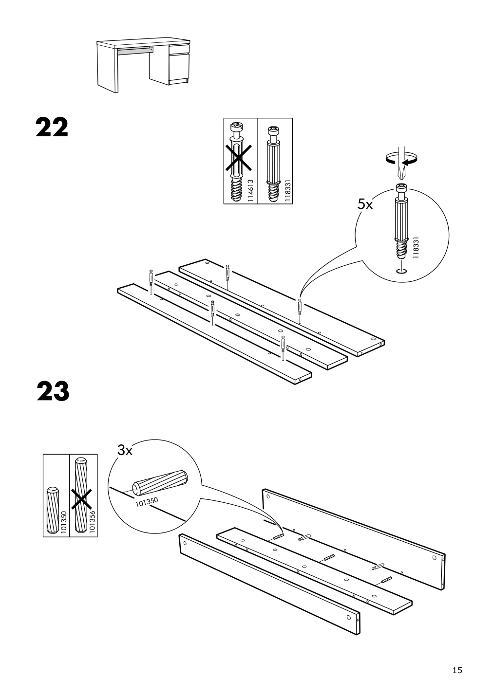 Assembly instructions for IKEA Malm desk white | Page 15 - IKEA MALM/MILLBERGET / BILLY/OXBERG desk and storage combination 794.363.77