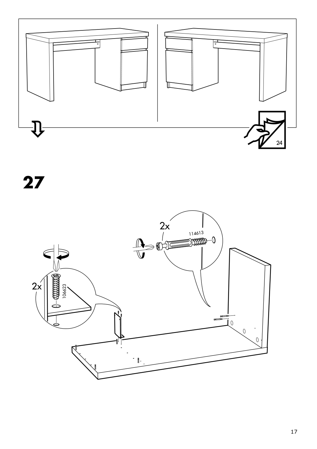 Assembly instructions for IKEA Malm desk white | Page 17 - IKEA MALM/MILLBERGET / BILLY/OXBERG desk and storage combination 794.363.77