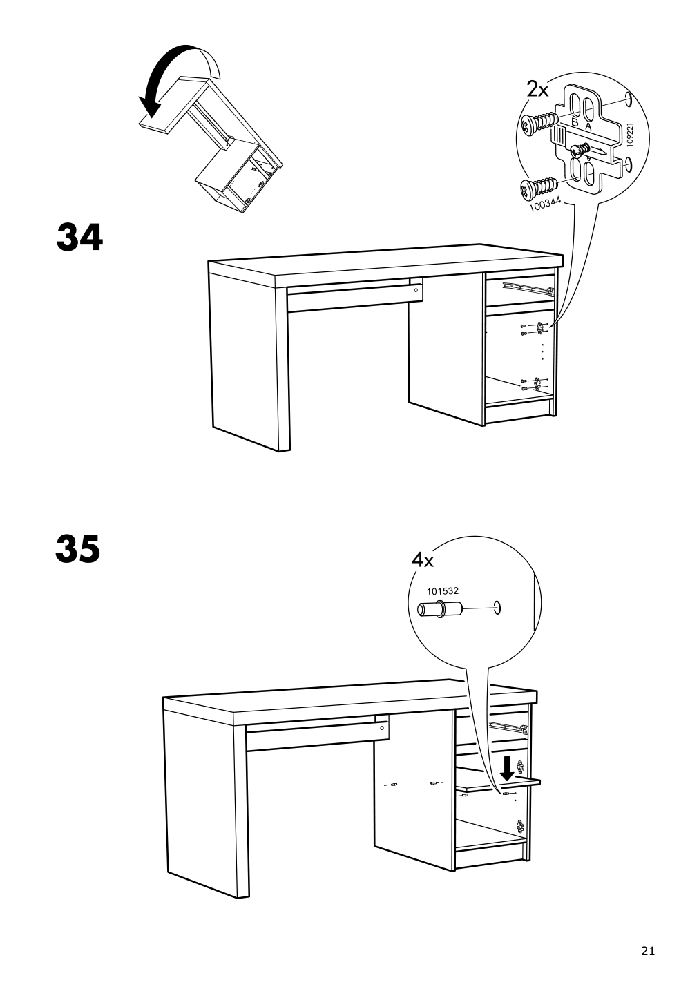 Assembly instructions for IKEA Malm desk white | Page 21 - IKEA MALM/MILLBERGET / BILLY/OXBERG desk and storage combination 794.363.77