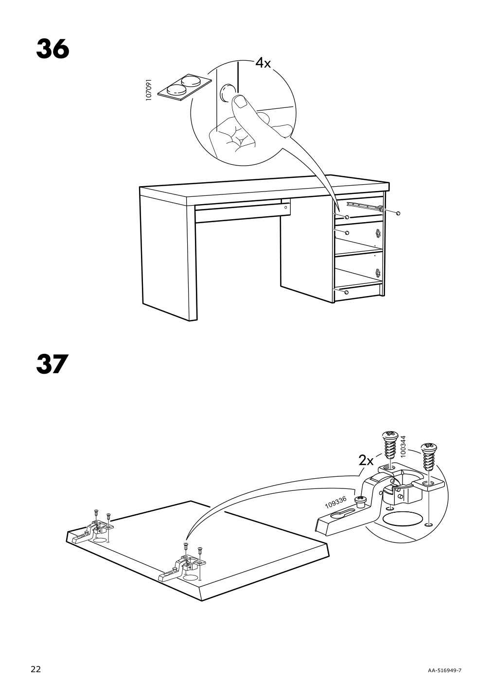 Assembly instructions for IKEA Malm desk white | Page 22 - IKEA MALM/MILLBERGET / BILLY/OXBERG desk and storage combination 794.363.77