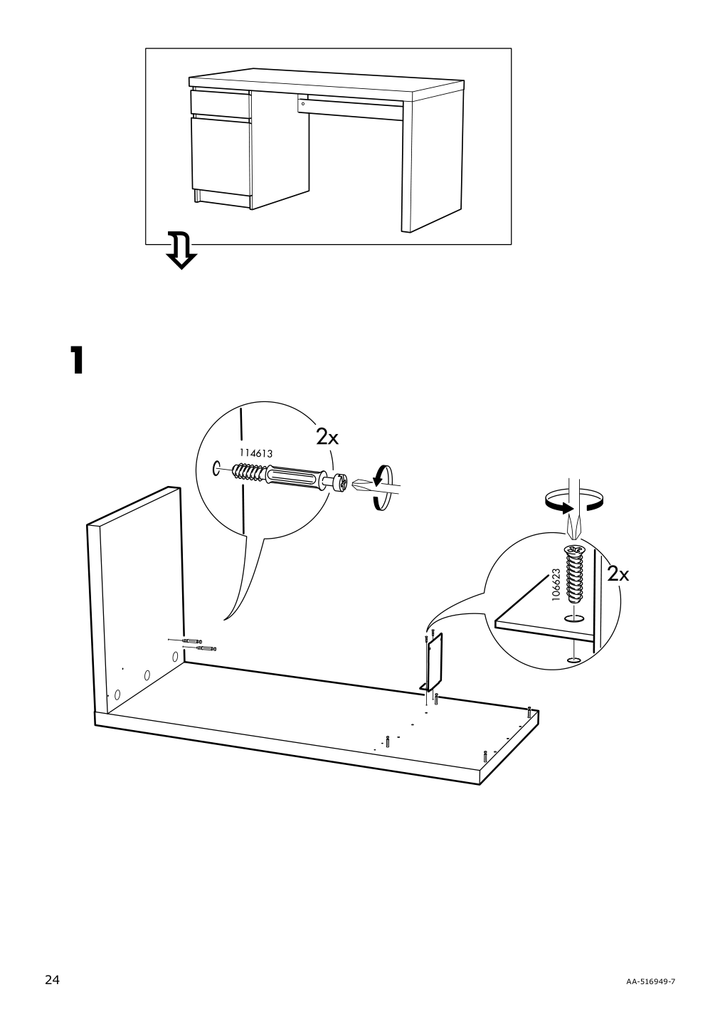 Assembly instructions for IKEA Malm desk white | Page 24 - IKEA MALM/MILLBERGET / BILLY/OXBERG desk and storage combination 794.363.77