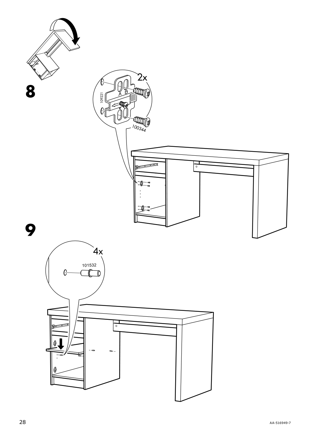 Assembly instructions for IKEA Malm desk white | Page 28 - IKEA MALM/MILLBERGET / BILLY/OXBERG desk and storage combination 794.363.77