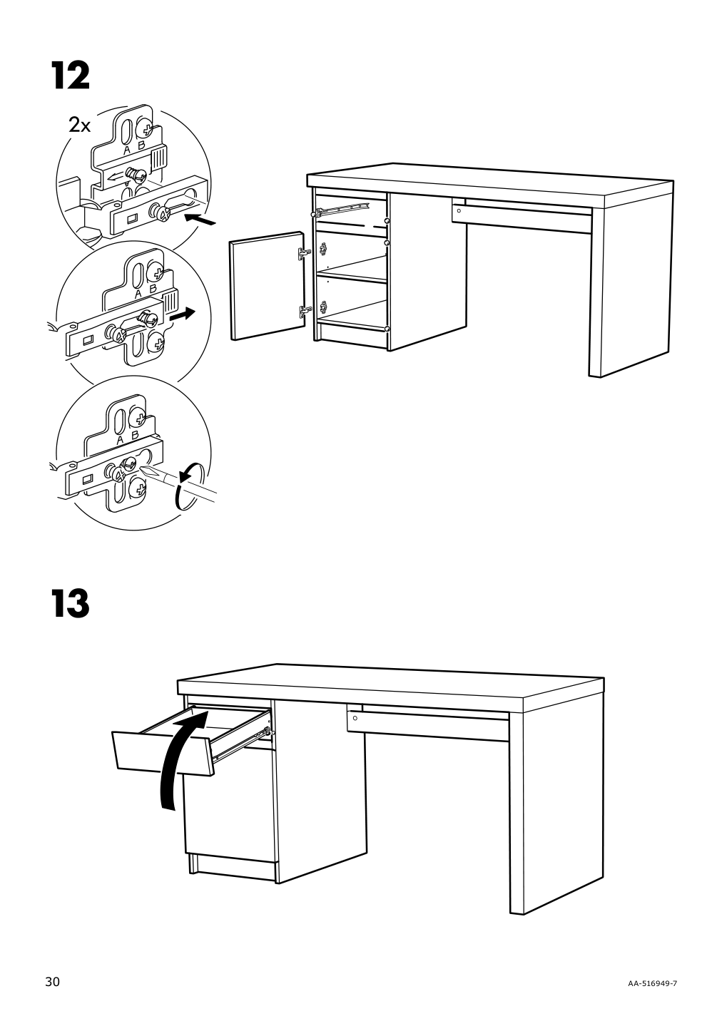 Assembly instructions for IKEA Malm desk white | Page 30 - IKEA MALM/MILLBERGET / BILLY/OXBERG desk and storage combination 794.363.77