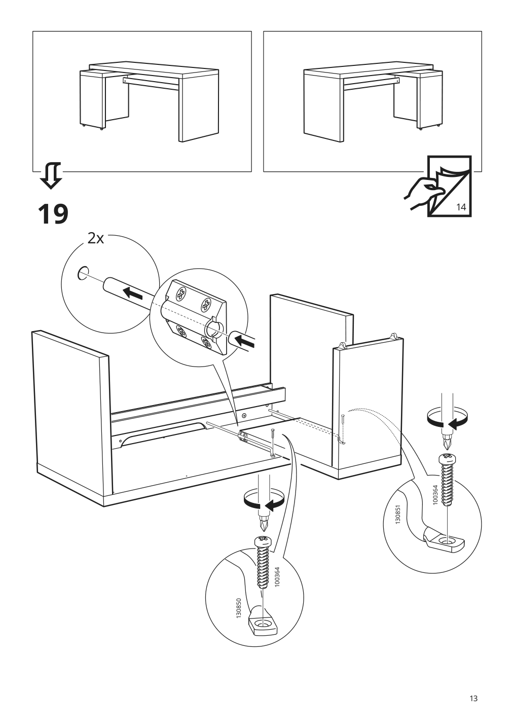 Assembly instructions for IKEA Malm desk with pull out panel white | Page 13 - IKEA MALM desk with pull-out panel 702.141.92