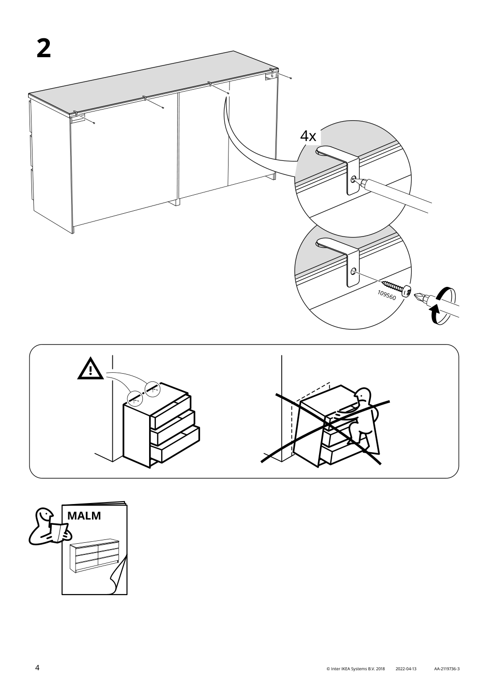 Assembly instructions for IKEA Malm glass top white | Page 4 - IKEA MALM glass top 704.299.70