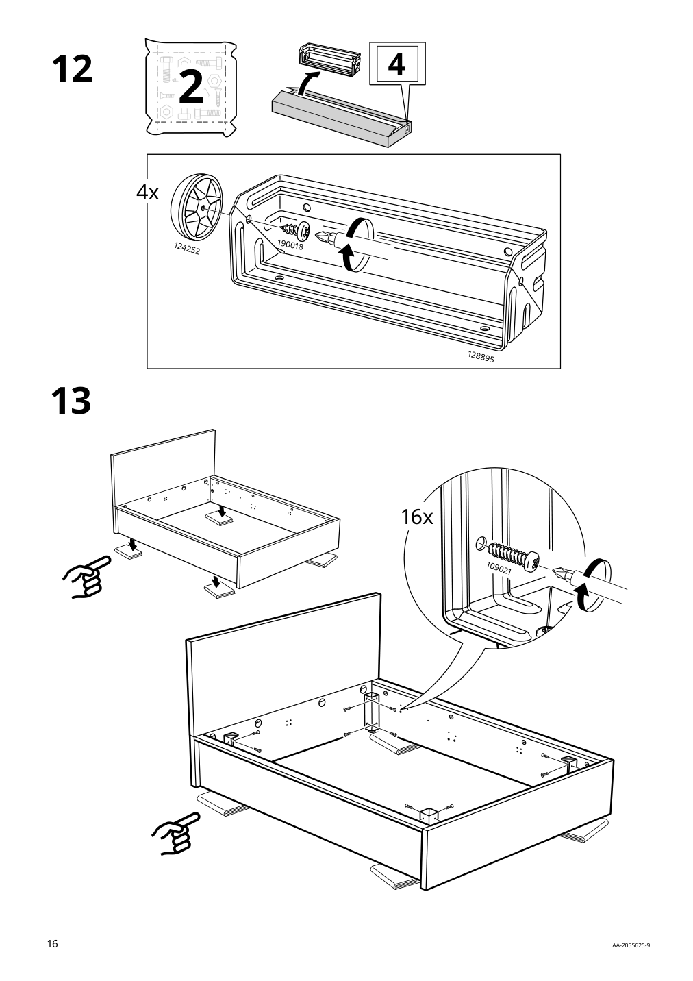 Assembly instructions for IKEA Malm storage bed black brown | Page 16 - IKEA MALM storage bed 704.048.04