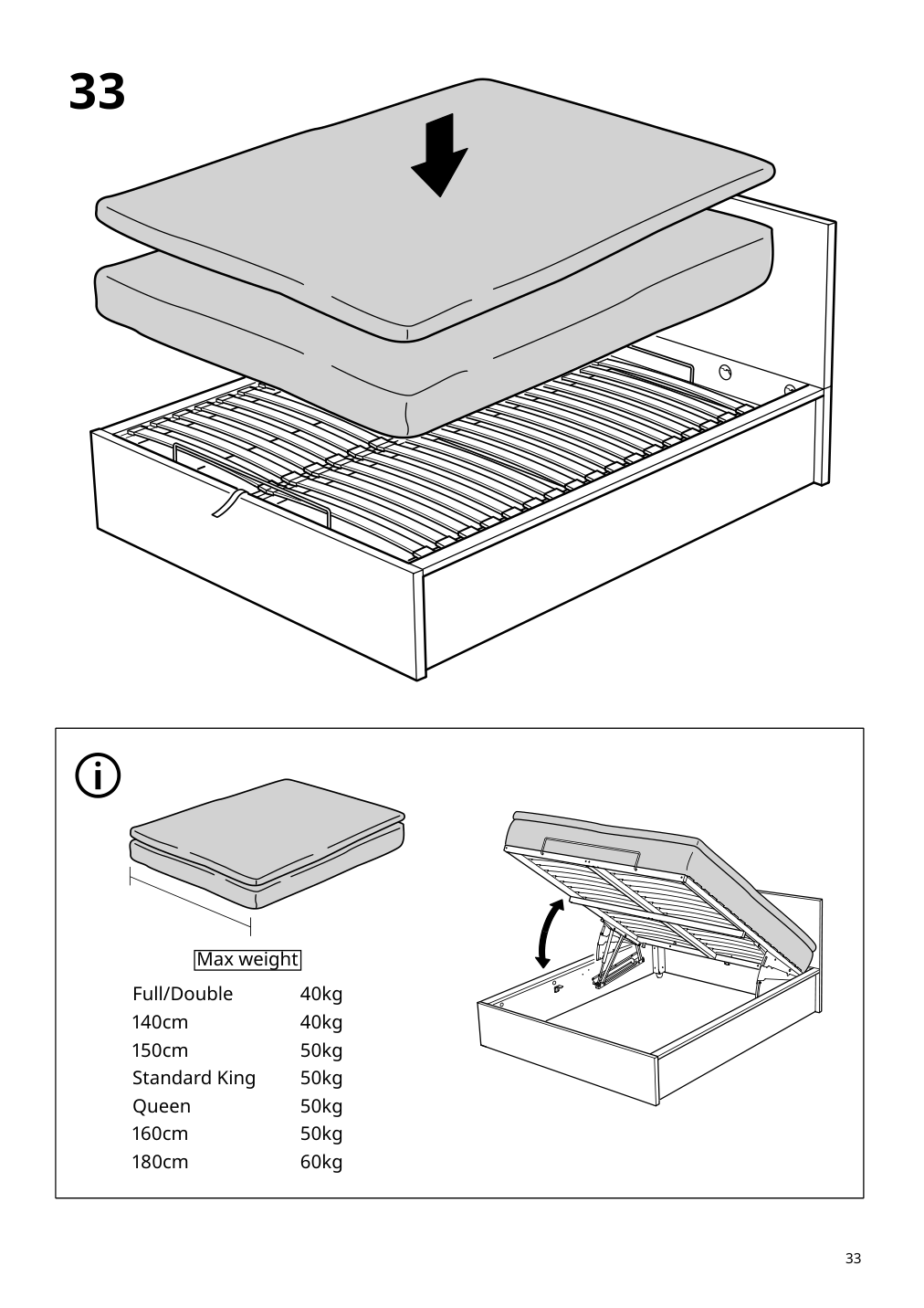 Assembly instructions for IKEA Malm storage bed black brown | Page 33 - IKEA MALM storage bed 704.048.04