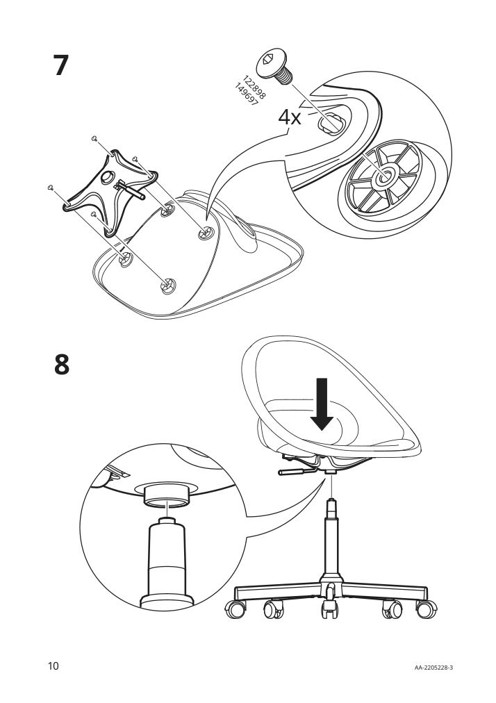 Assembly instructions for IKEA Malskaer chair frame swivel black | Page 10 - IKEA LAGKAPTEN/ELDBERGET / VITTSJÖ desk and storage combination 994.367.67