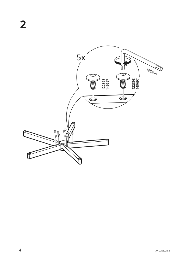 Assembly instructions for IKEA Malskaer chair frame swivel black | Page 4 - IKEA LAGKAPTEN/ELDBERGET / VITTSJÖ desk and storage combination 994.367.67