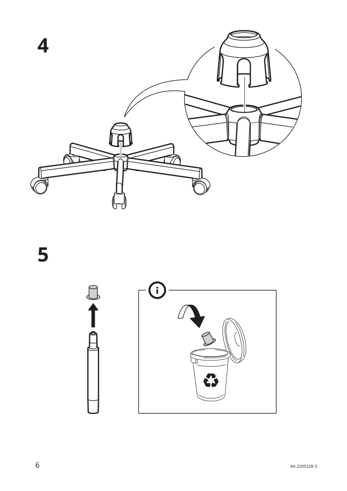 Assembly instructions for IKEA Malskaer chair frame swivel black | Page 6 - IKEA LAGKAPTEN/ELDBERGET / VITTSJÖ desk and storage combination 994.367.67