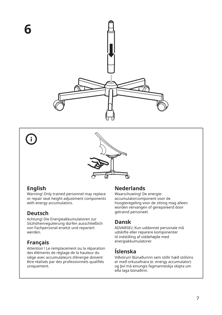 Assembly instructions for IKEA Malskaer chair frame swivel black | Page 7 - IKEA LAGKAPTEN/ELDBERGET / VITTSJÖ desk and storage combination 994.367.67