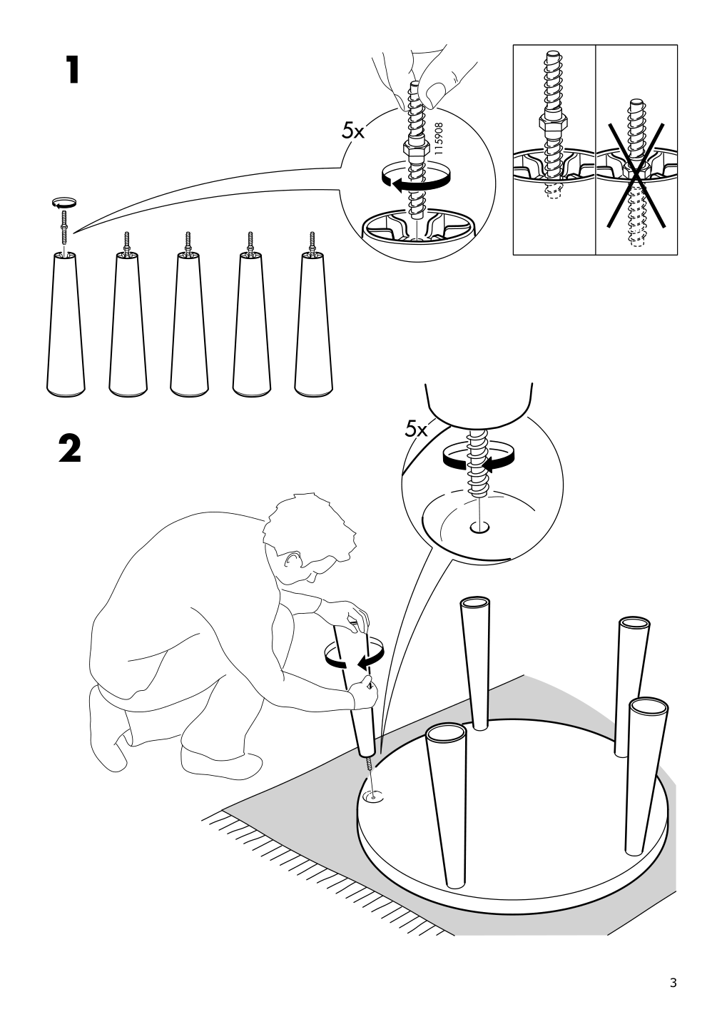 Assembly instructions for IKEA Mammut childrens table indoor outdoor blue | Page 3 - IKEA MAMMUT children's table 903.651.80