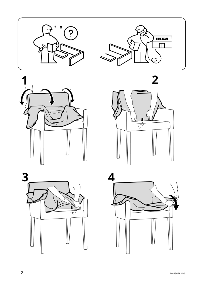 Assembly instructions for IKEA Marenaes chair cover dark gray gunnared | Page 2 - IKEA STRANDTORP / MÅRENÄS table and 6 armchairs 895.188.29