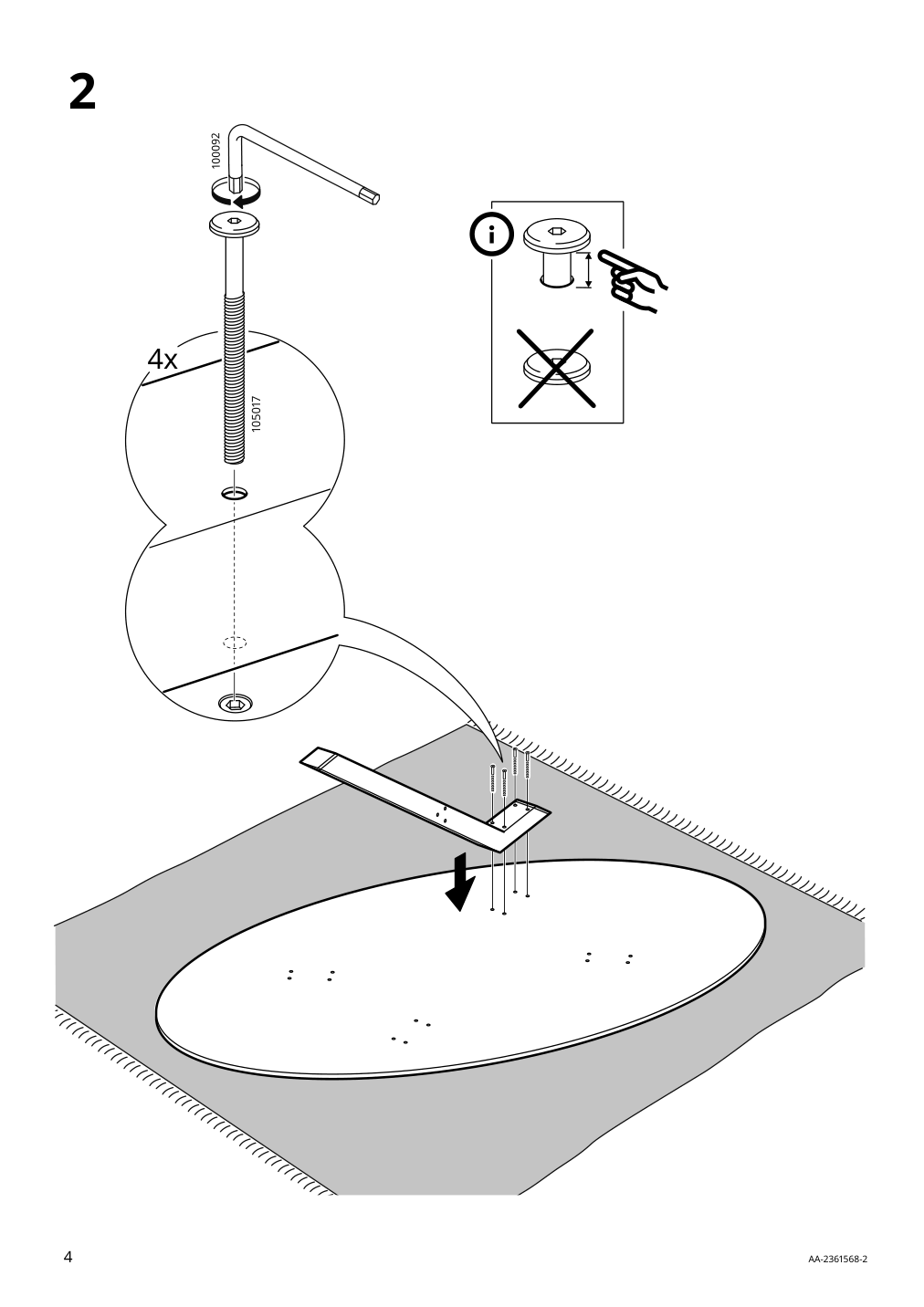 Assembly instructions for IKEA Mariedamm table black marble effect | Page 4 - IKEA MARIEDAMM table 205.761.24