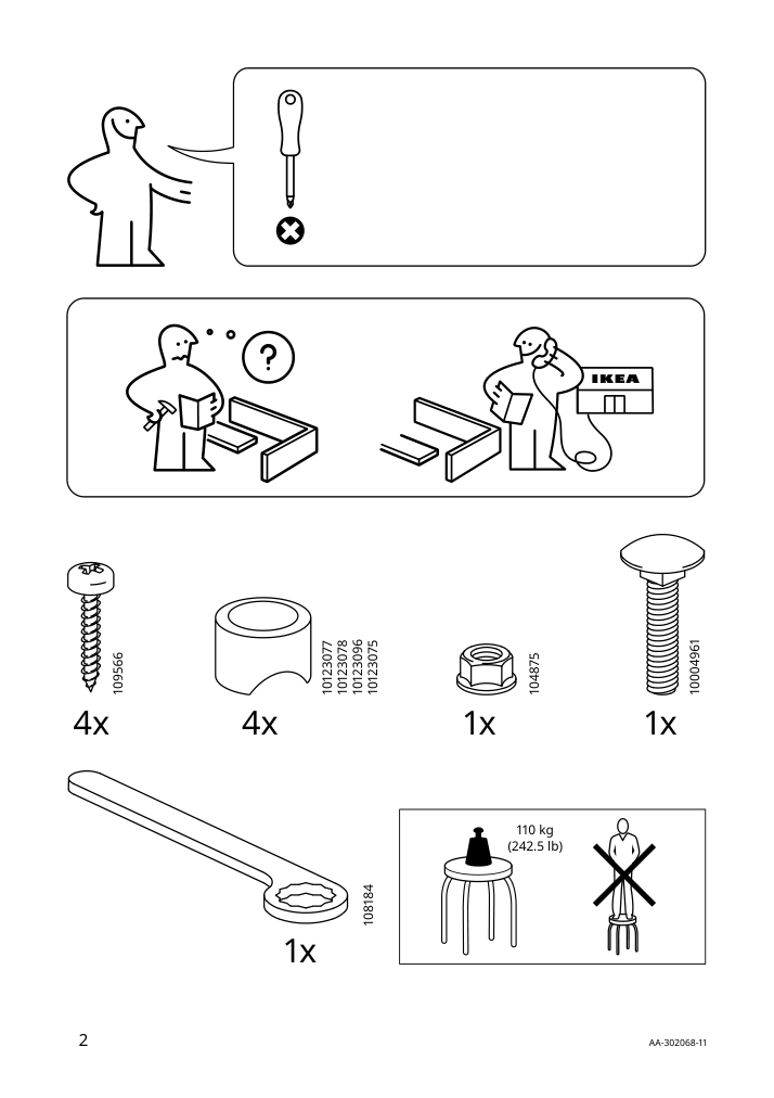 Assembly instructions for IKEA Marius stool black | Page 2 - IKEA MELLTORP / MARIUS table and 2 stools 990.117.64