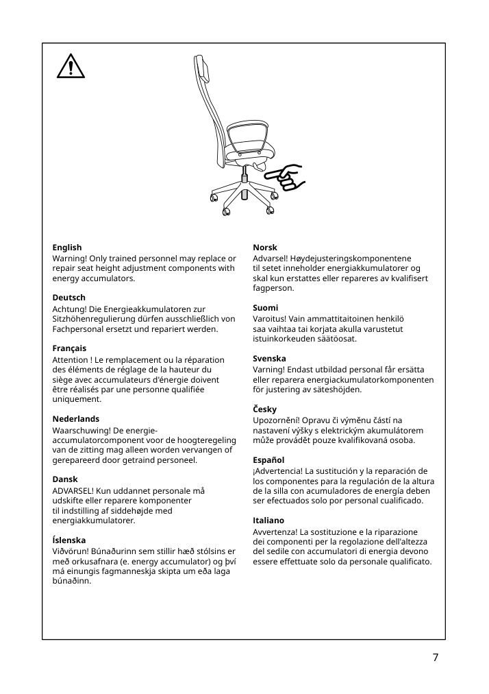 Assembly instructions for IKEA Markus office chair vissle dark gray | Page 7 - IKEA MARKUS office chair 702.611.50