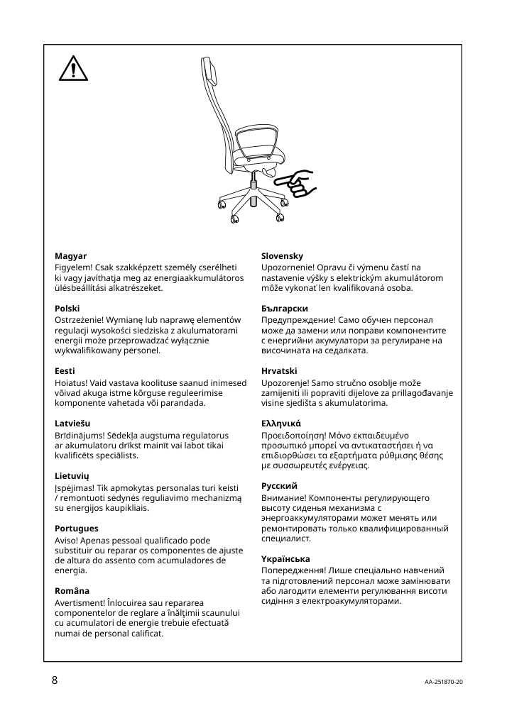 Assembly instructions for IKEA Markus office chair vissle dark gray | Page 8 - IKEA MARKUS office chair 702.611.50