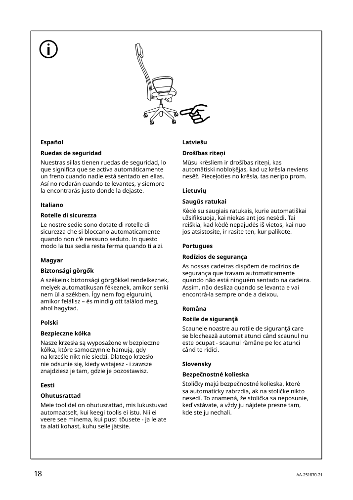 Assembly instructions for IKEA Markus office chair vissle light gray | Page 18 - IKEA MARKUS office chair 105.218.58