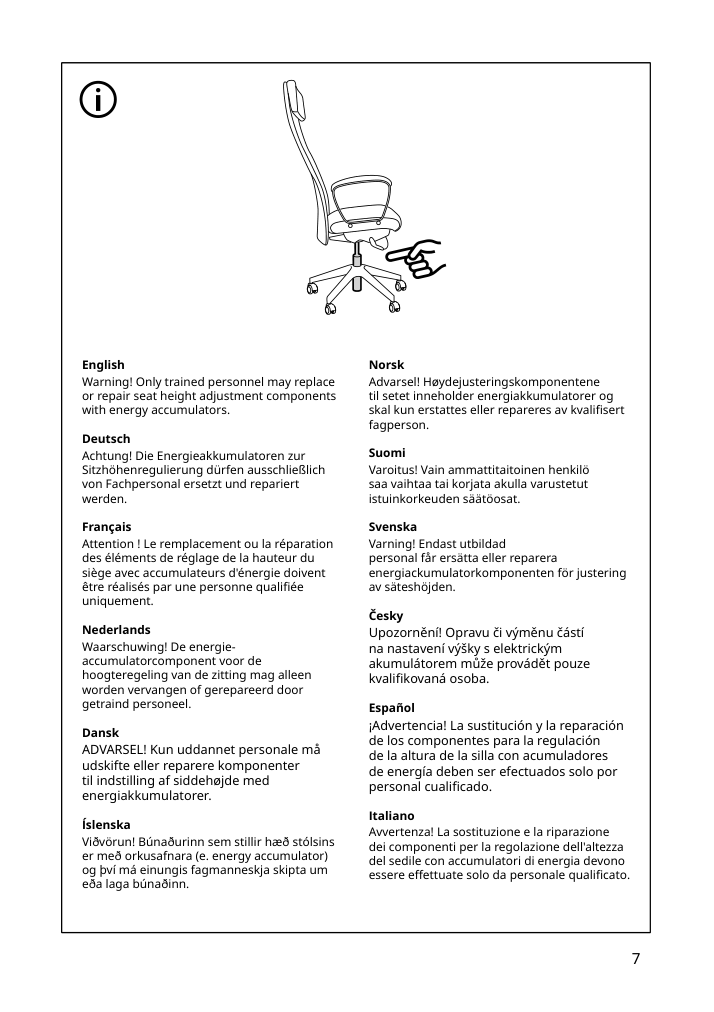 Assembly instructions for IKEA Markus office chair vissle light gray | Page 7 - IKEA MARKUS office chair 105.218.58