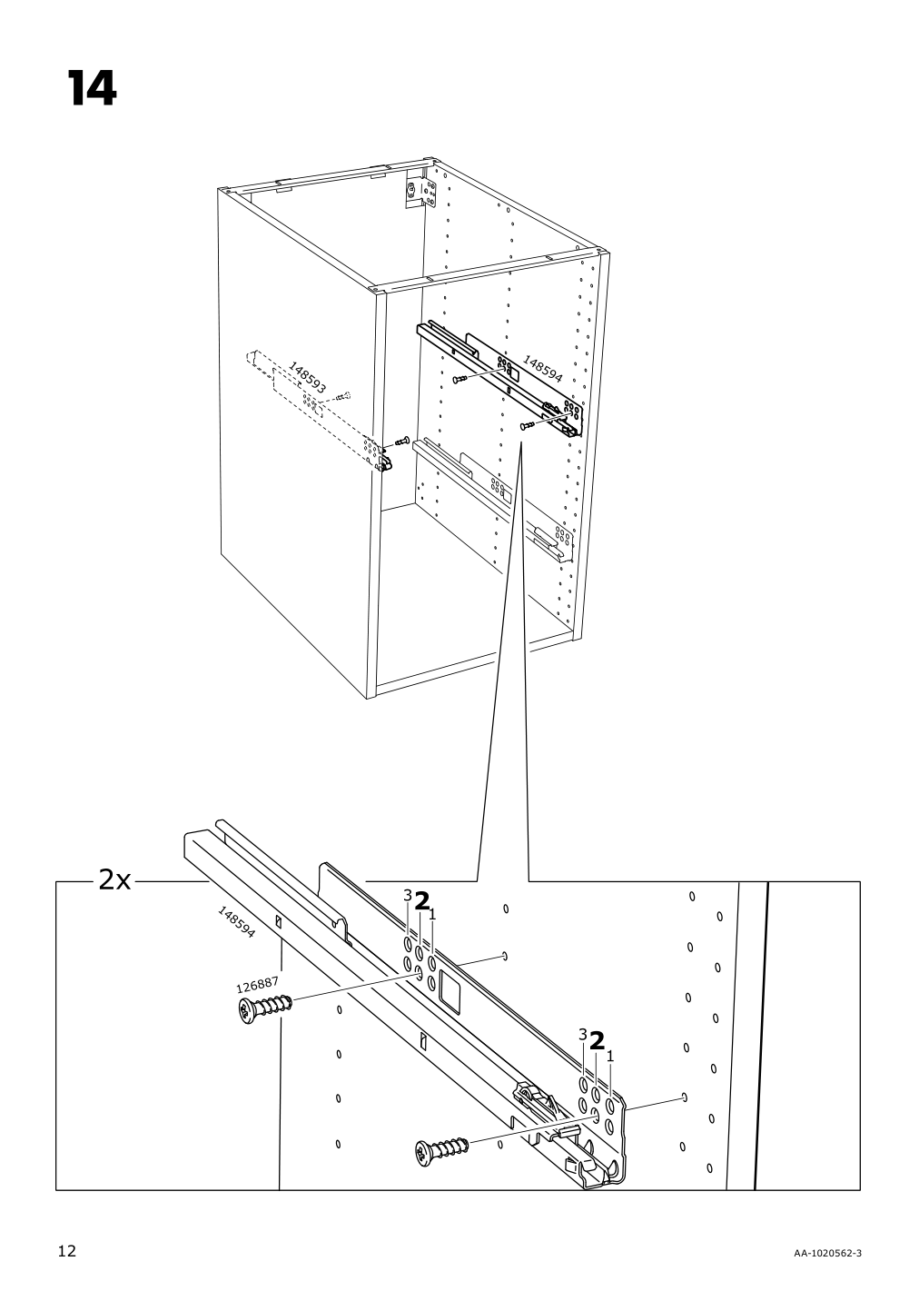 Assembly instructions for IKEA Maximera drawer high white | Page 12 - IKEA SEKTION / MAXIMERA base cab with 2 fronts/3 drawers 293.187.10