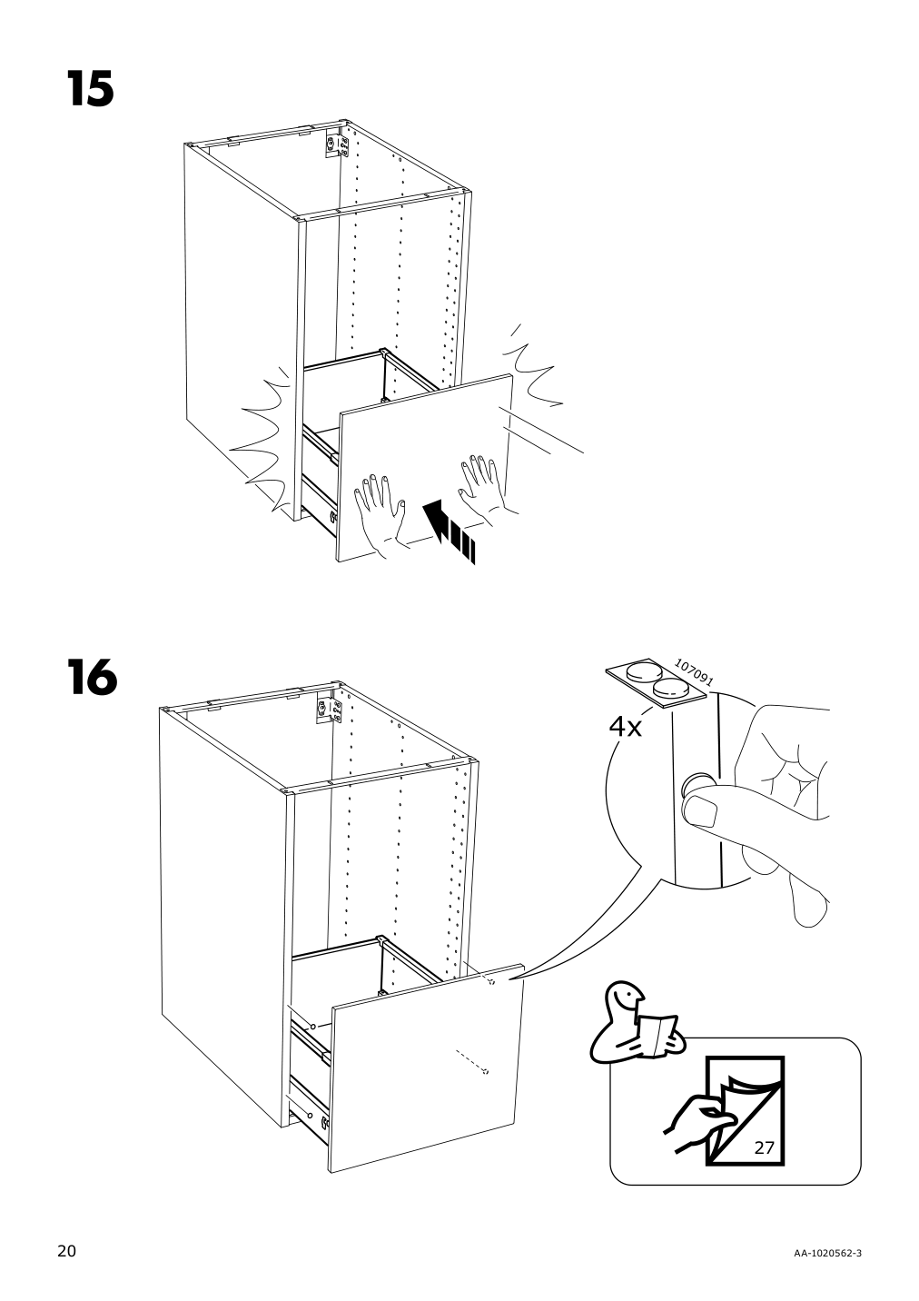 Assembly instructions for IKEA Maximera drawer high white | Page 20 - IKEA SEKTION / MAXIMERA hc w p-o func 1dr/4drw 594.697.74