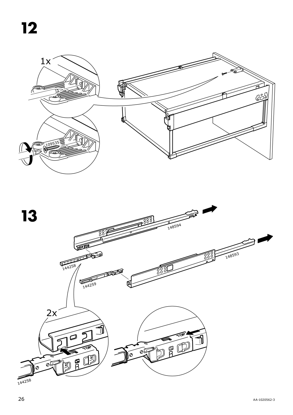 Assembly instructions for IKEA Maximera drawer high white | Page 26 - IKEA SEKTION base cabinet with 3 drawers 291.590.61