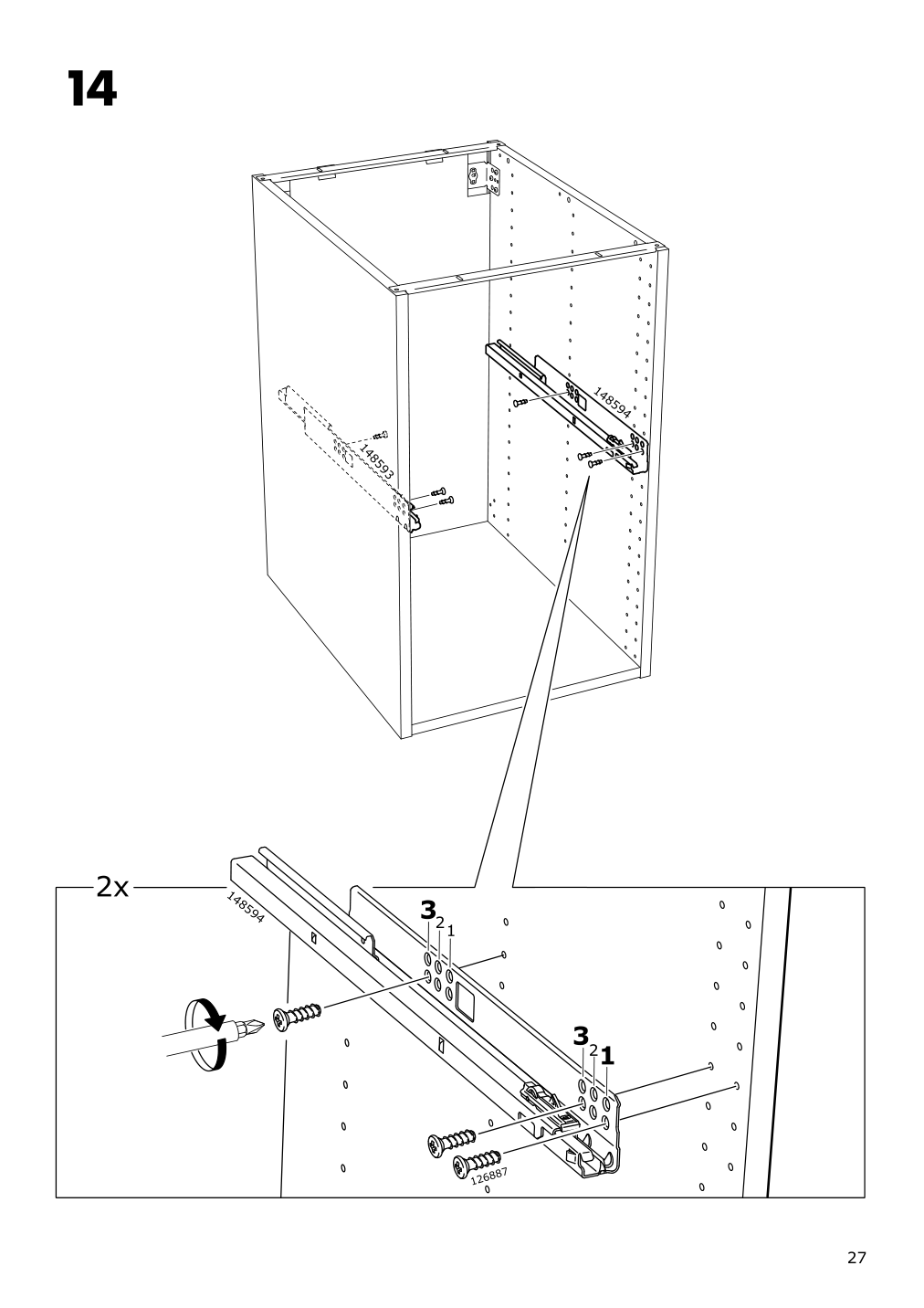 Assembly instructions for IKEA Maximera drawer high white | Page 27 - IKEA SEKTION / MAXIMERA base cab with 2 fronts/3 drawers 293.187.10