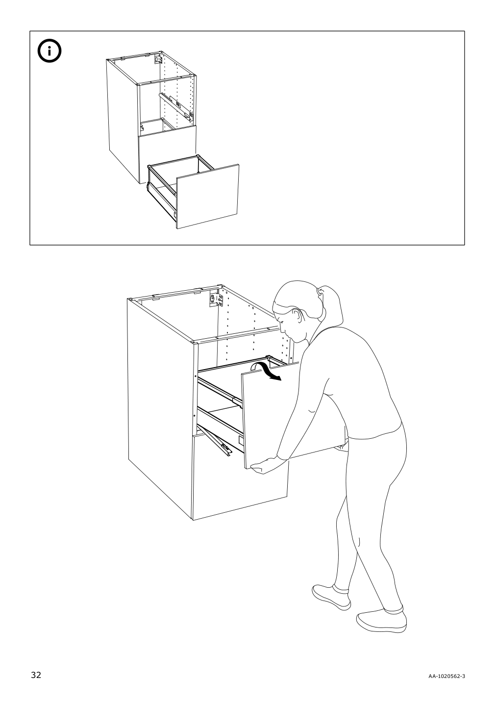 Assembly instructions for IKEA Maximera drawer high white | Page 32 - IKEA SEKTION base cabinet with 3 drawers 291.590.61