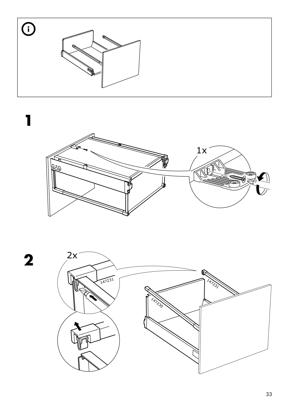 Assembly instructions for IKEA Maximera drawer high white | Page 33 - IKEA SEKTION base cab with 2 fronts/3 drawers 991.590.53