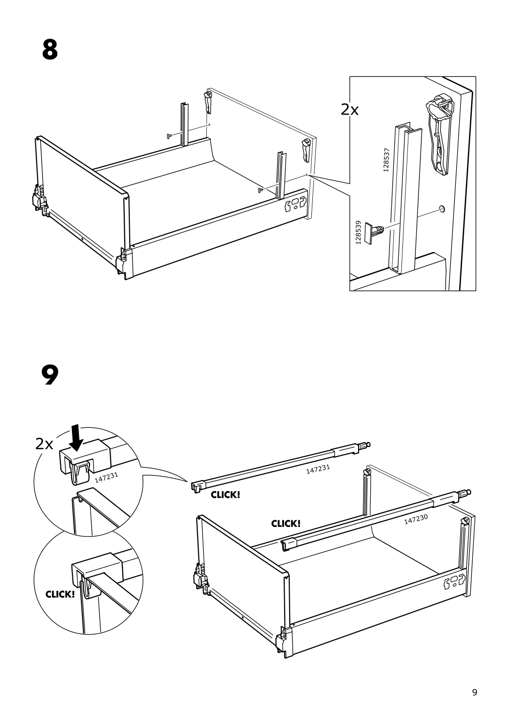 Assembly instructions for IKEA Maximera drawer high white | Page 9 - IKEA SEKTION / MAXIMERA high cab w door/2 fronts/4 drawers 893.734.78