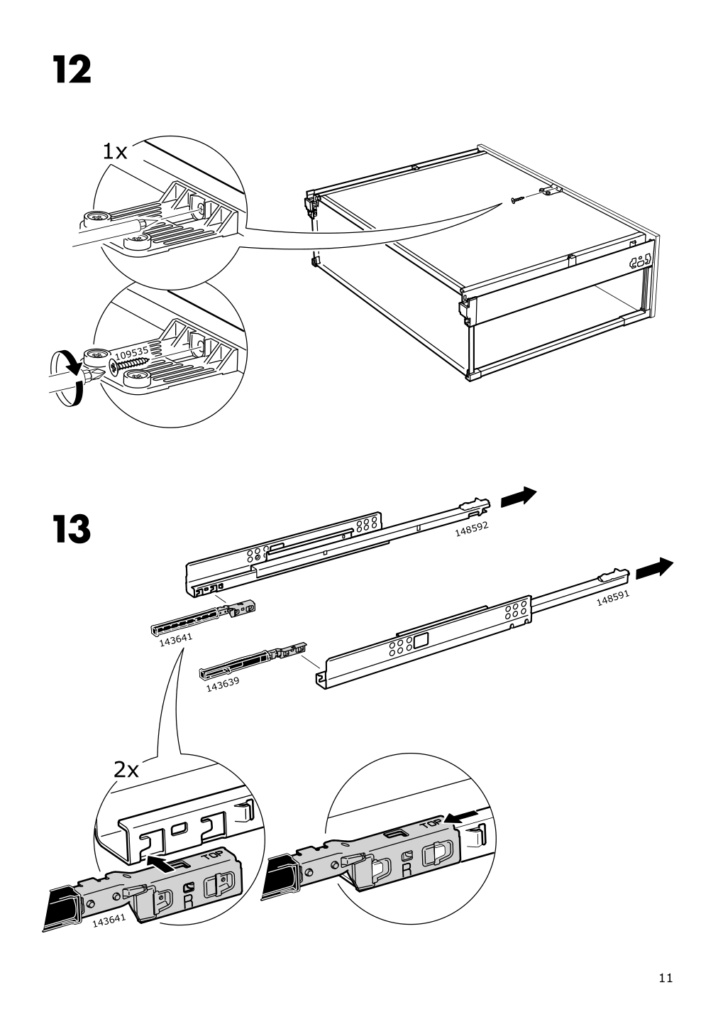 Assembly instructions for IKEA Maximera drawer high white | Page 11 - IKEA SEKTION high cab w 2drs/2 fronts/4 drawers 193.954.12