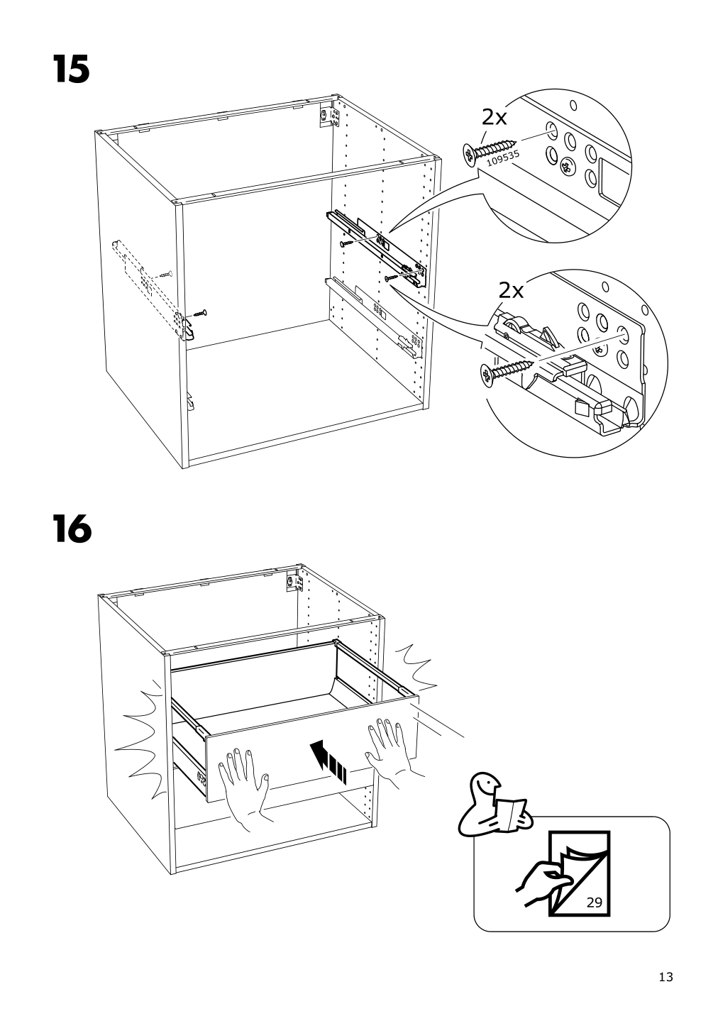 Assembly instructions for IKEA Maximera drawer high white | Page 13 - IKEA SEKTION / MAXIMERA hi cab f oven/micro w 2 drwrs/2 drs 094.675.98