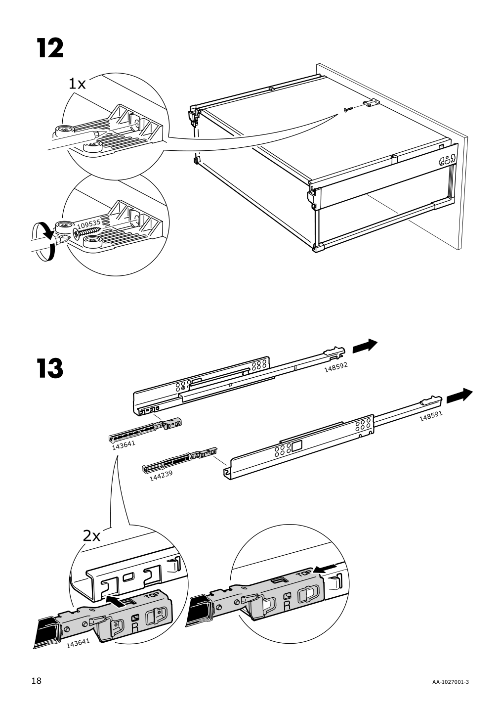 Assembly instructions for IKEA Maximera drawer high white | Page 18 - IKEA SEKTION / MAXIMERA high cab f oven w 3 drawers/2 doors 095.720.71