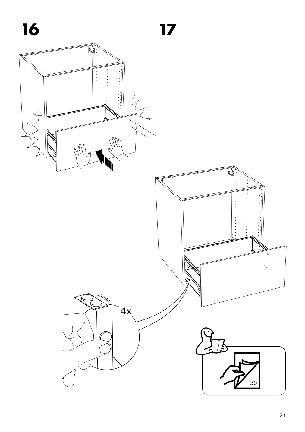 Assembly instructions for IKEA Maximera drawer high white | Page 21 - IKEA SEKTION / MAXIMERA hi cb f oven/micro w drawer/2 doors 394.698.07