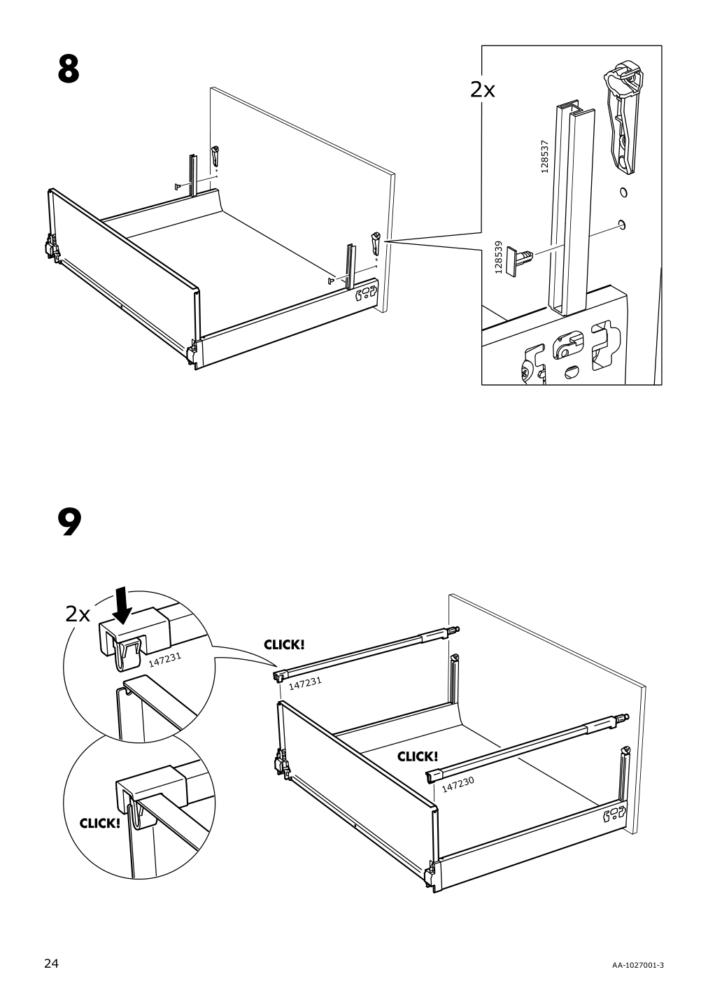 Assembly instructions for IKEA Maximera drawer high white | Page 24 - IKEA SEKTION high cab w 2 drs/3 fronts/5 drawers 793.954.14